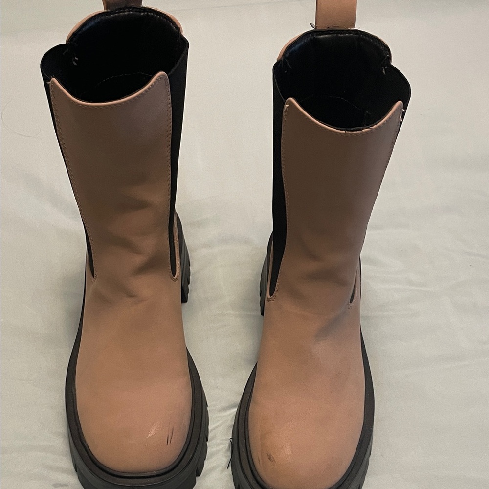 Call it Spring Tan and Black Ankle Boots